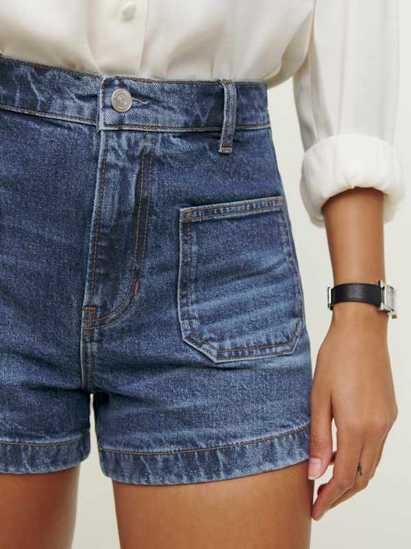 Alyssa Stretch High Rise 3.5&rdquo; Jean Shorts - Anguilla